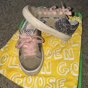 Golden Goose Beige and Glitter Sneakers